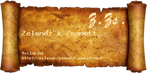 Zelenák Zsanett névjegykártya